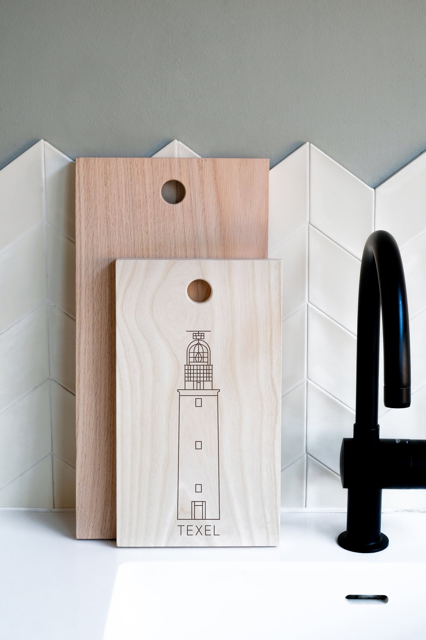 Texel Eierland stadstoren vuurtoren eiland snijplank essen eiken keuken Binthout