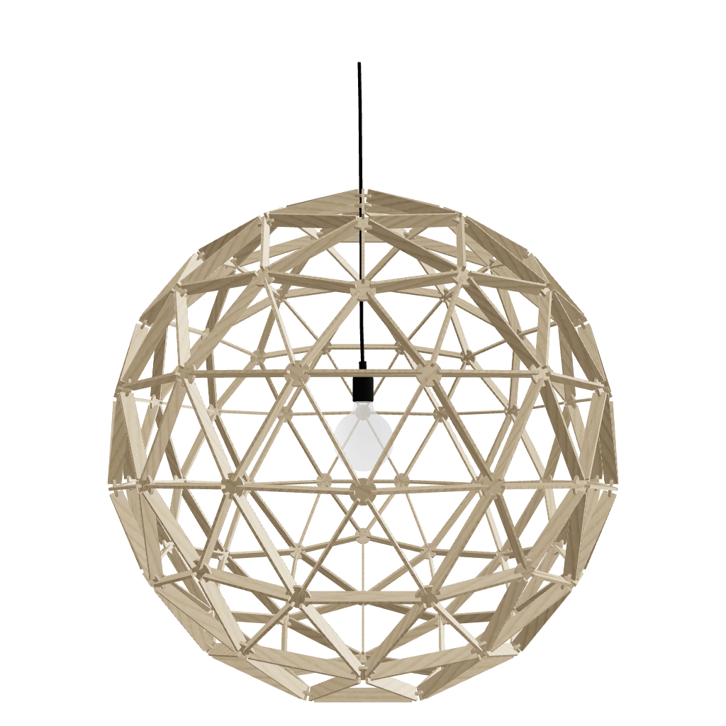 grote houten hanglamp 100cm bol rond 3D