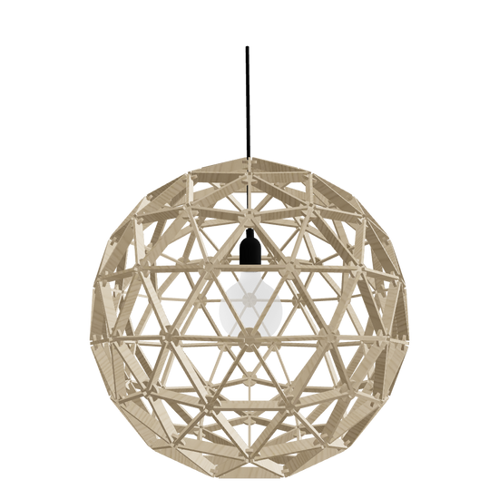 bollelamp hanglamp hout 60cm rond 3D