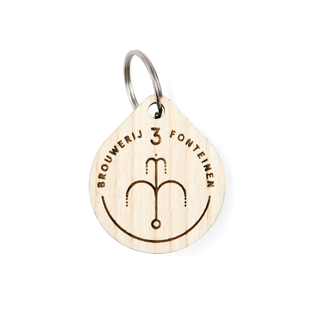 Schlüsselanhänger aus Holz mit Logo – Tropfen FSC 100 %