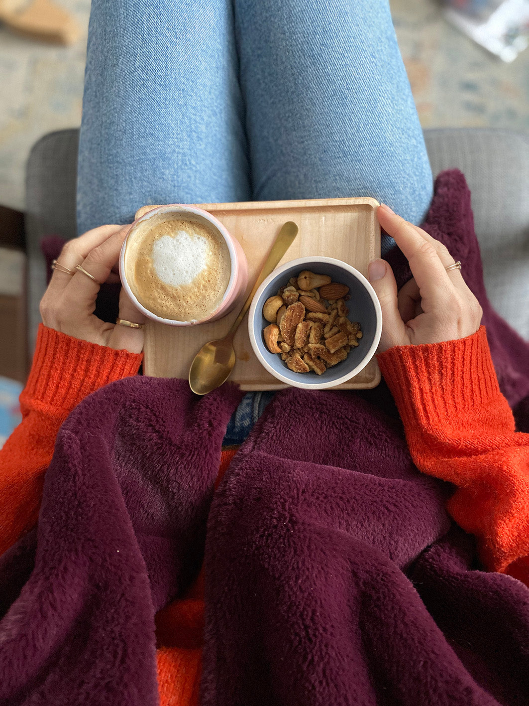 Massief houten koffie dienblaadje