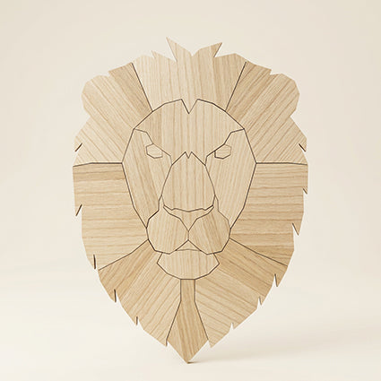 Massief houten leeuwenkop – Handgemaakte wanddecoratie van FSC-gecertificeerd Hollands hout