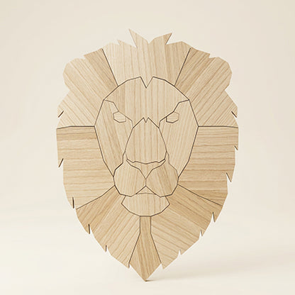 Massief houten leeuwenkop – Handgemaakte wanddecoratie van FSC-gecertificeerd Hollands hout