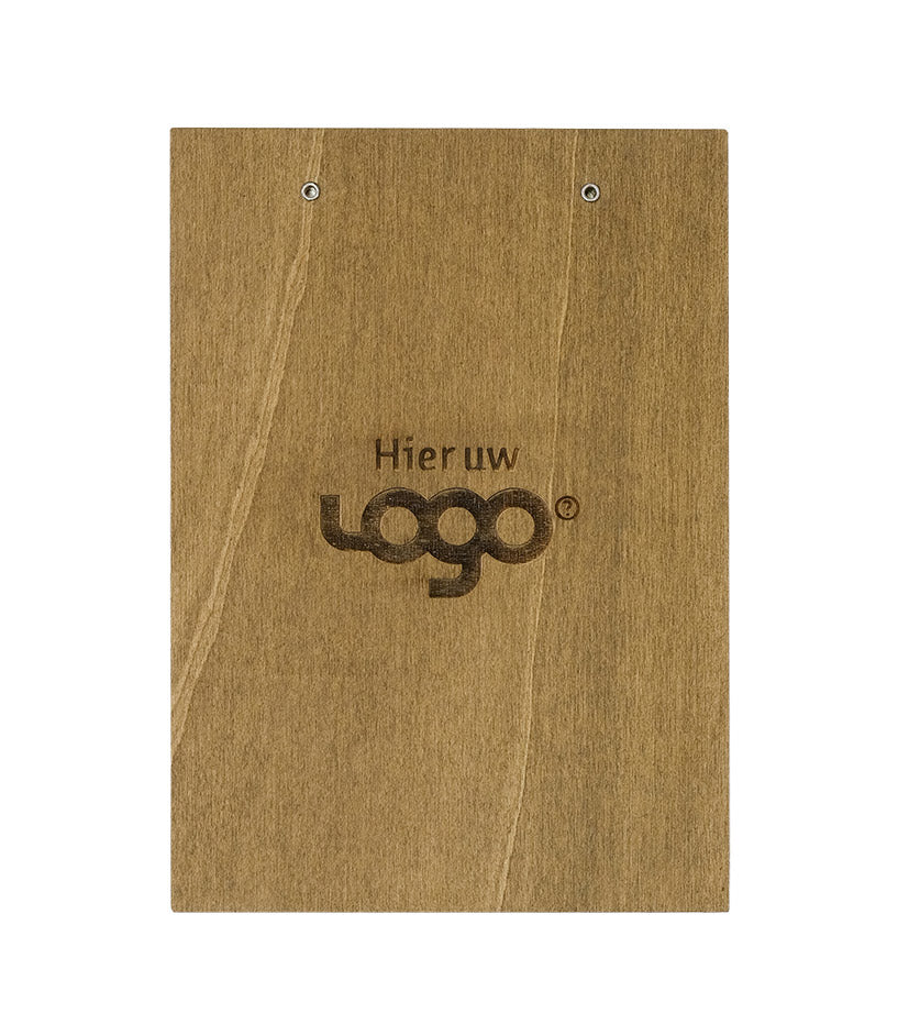 Klembord hout fsc brownwash a5 met logo