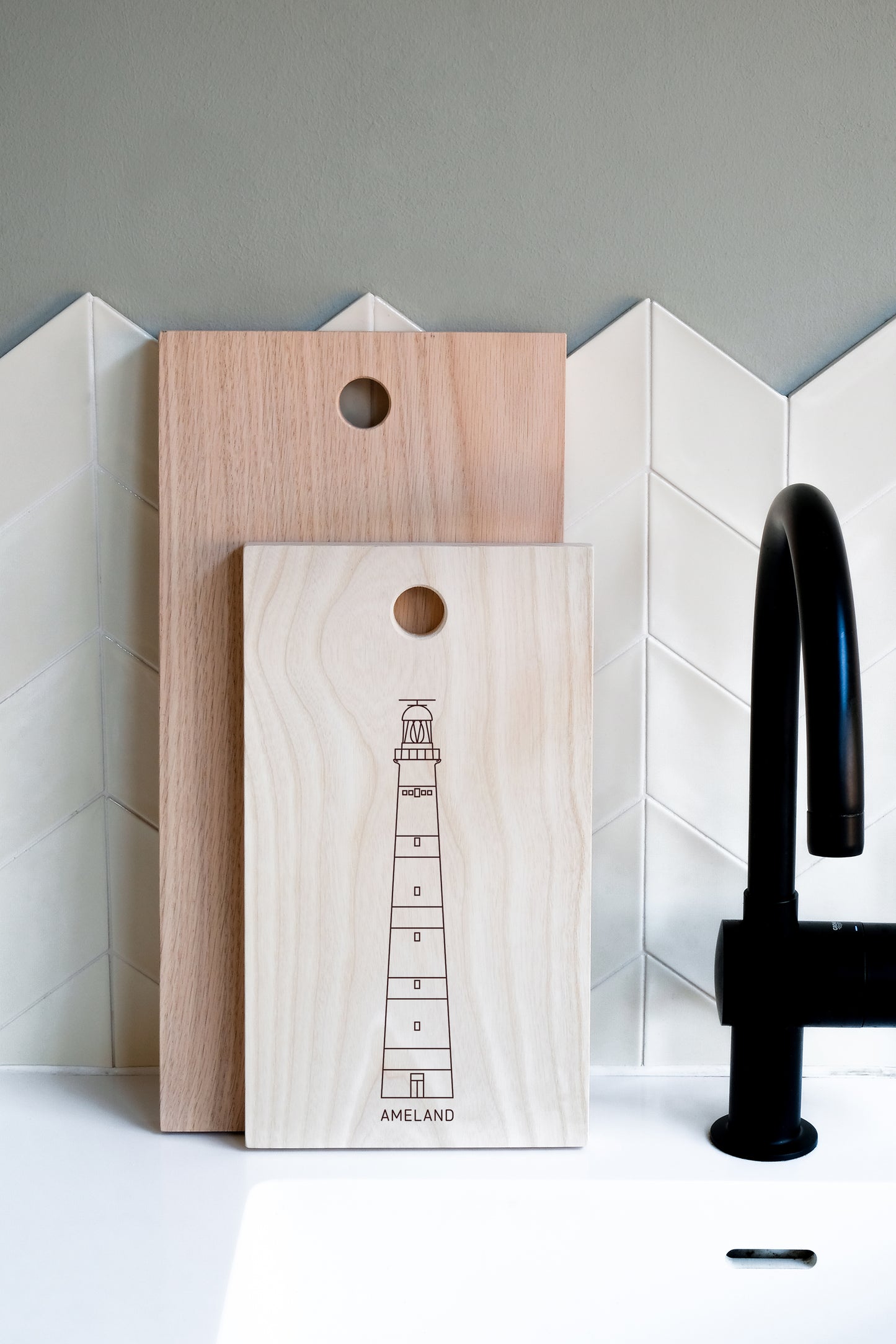 Cutting board Lighthouse Bornrif Ameland Dutch wood FSC 100%
