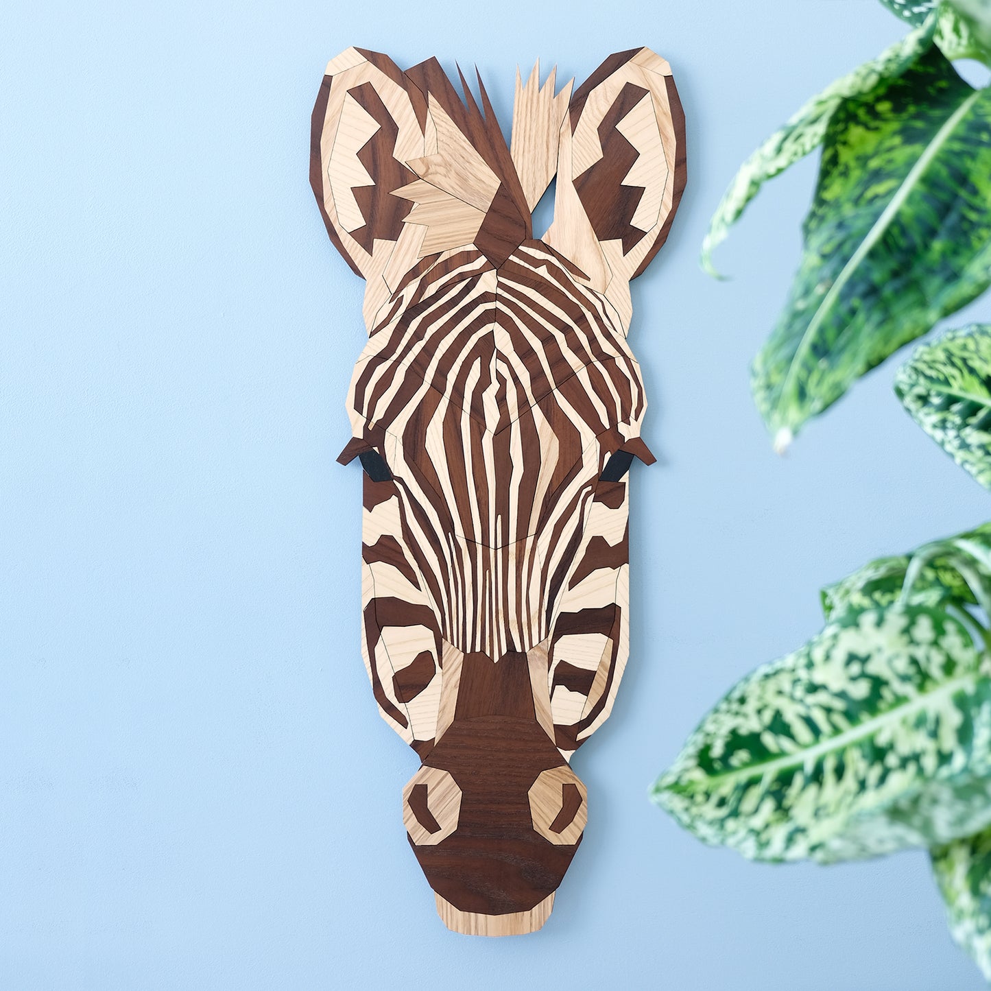 zebra hout wandkop dierenkop dier poly animal wood kopstuk