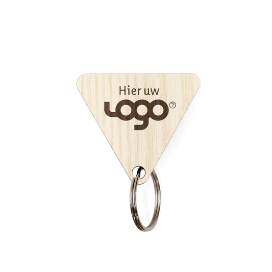 Schlüsselanhänger aus Holz mit Logo - Dreieck FSC 100%