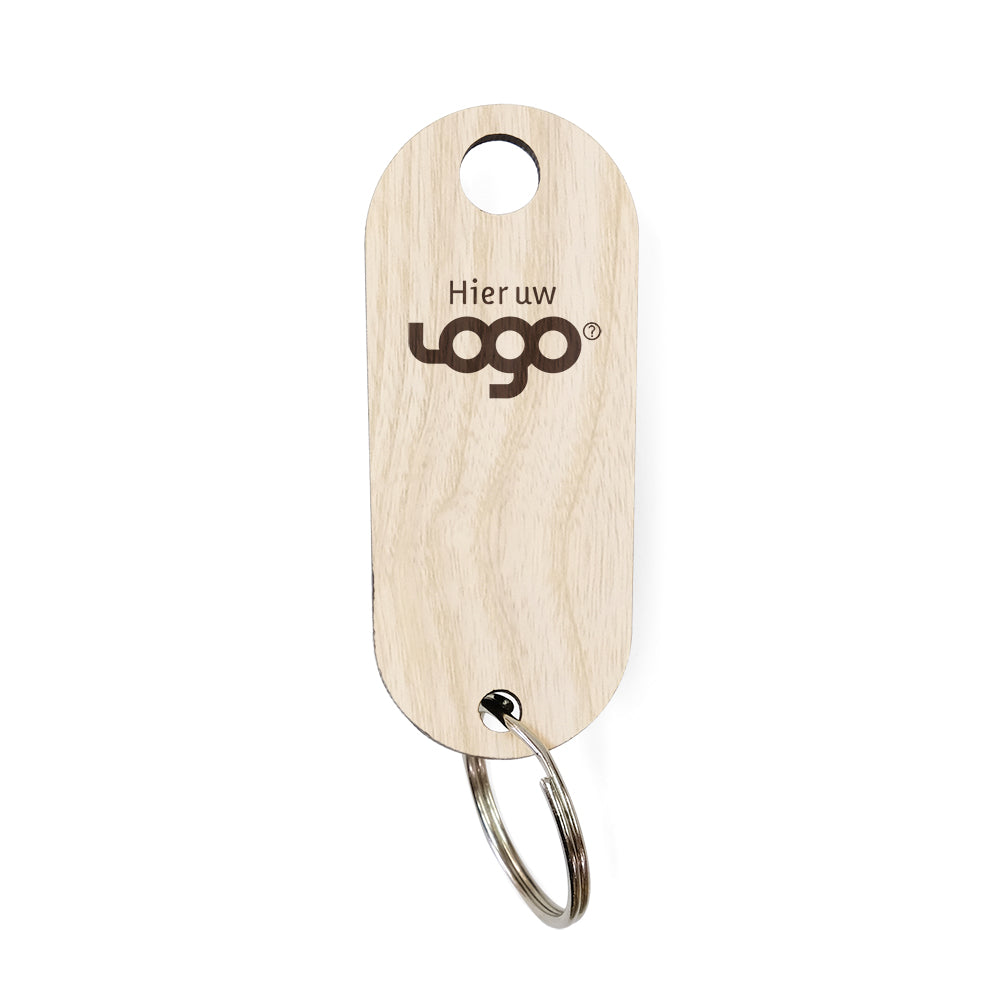 Wooden hotel key ring with logo