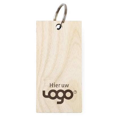 Schlüsselanhänger aus Holz mit Logo - Rechteck FSC 100 %