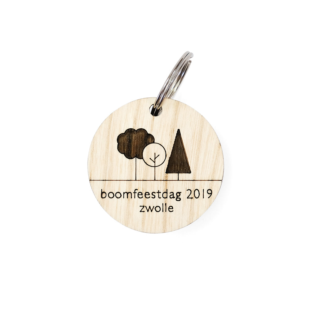 Wooden key ring with logo - round FSC 100%