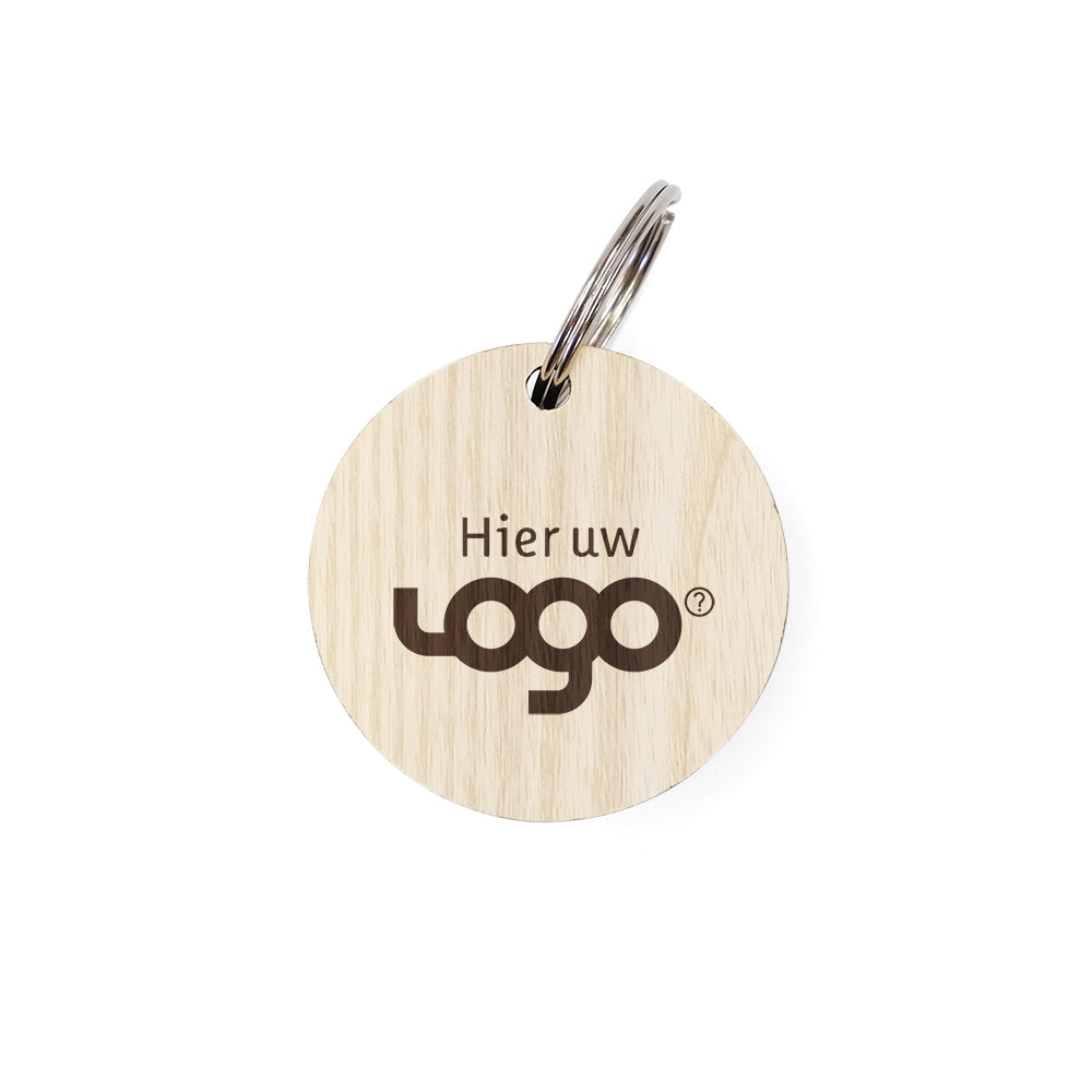 Schlüsselanhänger aus Holz mit Logo - rund FSC 100%