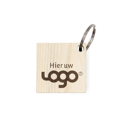 Schlüsselanhänger aus Holz mit Logo - quadratisch FSC 100%