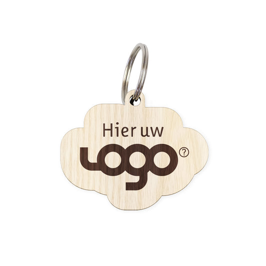 Schlüsselanhänger aus Holz mit Logo – Form FSC 100 %