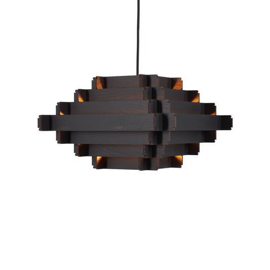 stapellamp hanglamp van zwart hout hans-agne jakobsson